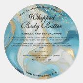 Blauw en goud glitters Body Butter Pot Etiket (Voorkant)