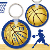 Blauw en goud, goedkope geschenken voor basketbals sleutelhanger