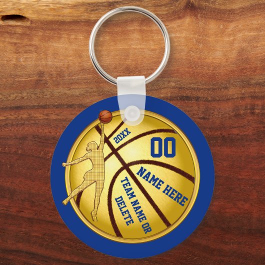 Blauw en goud, goedkope geschenken voor basketbals sleutelhanger (Voorkant)