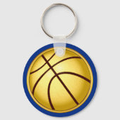 Blauw en goud, goedkope geschenken voor basketbals sleutelhanger (Achterkant)