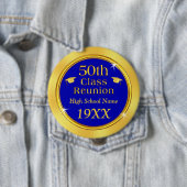 Blauw en Goud, Goedkope Klasse Reunion Gift Ideas, Ronde Button 4,0 Cm (In situ)