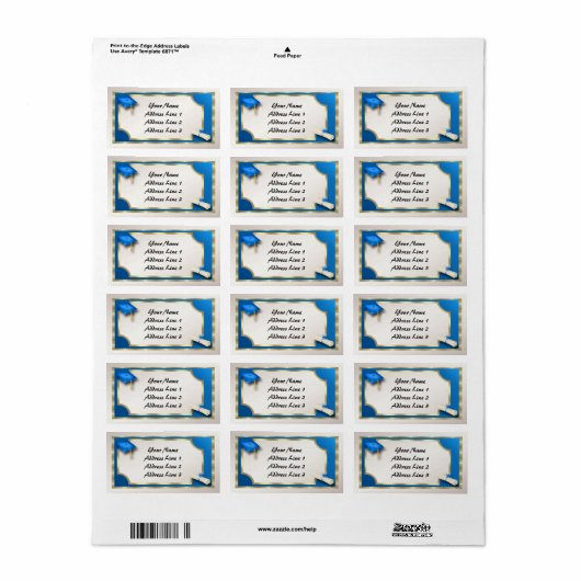 Blauw en Goud Grauation Adresetiketten Etiket (Full Sheet)