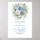 Blauw en Goud Groen Bruidsfeest Welkom Poster (Voorkant)