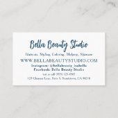 Blauw en Goud Haar Stylist Cosmetoloog Visitekaartje (Achterkant)