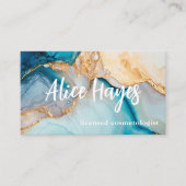 Blauw en Goud Haar Stylist Cosmetoloog Visitekaartje (Voorkant)