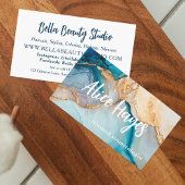 Blauw en Goud Haar Stylist Cosmetoloog Visitekaartje