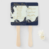 Blauw en goud handwaaier (Voorkant en achterkant)