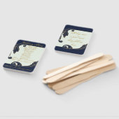 Blauw en goud handwaaier (Niet-gemonteerd)