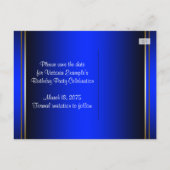 Blauw en Goud High Heel Shoe Peacock Save The Date Aankondigingskaart (Achterkant)