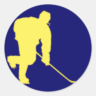 BLAUW EN GOUD HOCKEY RONDE STICKER