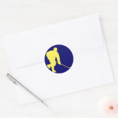 BLAUW EN GOUD HOCKEY RONDE STICKER (Envelop)