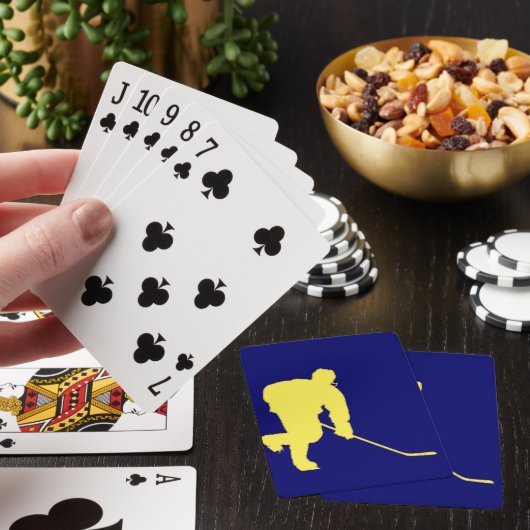 BLAUW EN GOUD HOCKEY SPELER SPEELKAARTEN (Insitu)