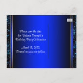 Blauw en Goud Hoge Hak Schoen Save The Date Aankondigingskaart (Achterkant)