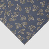 Blauw en goud Holly Berry Kerstmis Tissuepapier (Detail)