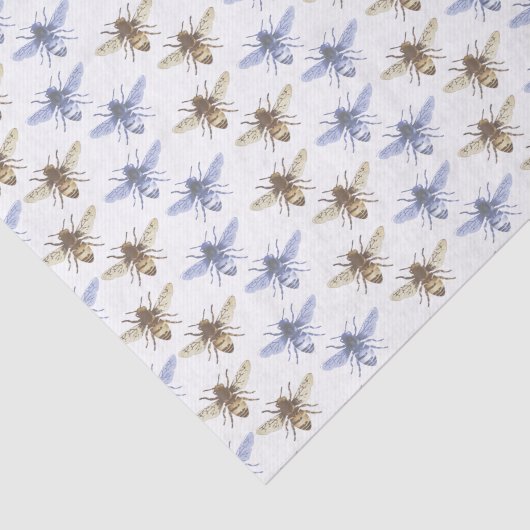 Blauw en Goud Honingbij Pattern Apiary Tissuepapier (Detail)