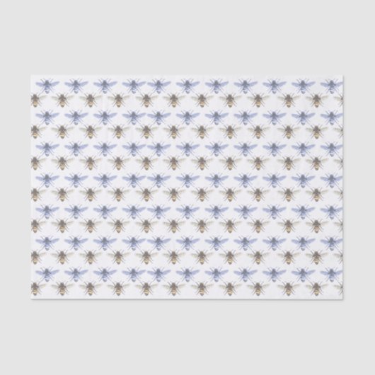 Blauw en Goud Honingbijen Tissue Paper Tissuepapier (Voorkant)