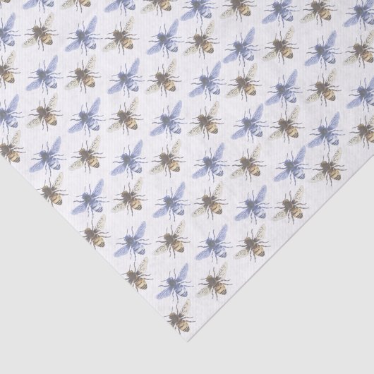 Blauw en Goud Honingbijen Tissue Paper Tissuepapier (Detail)