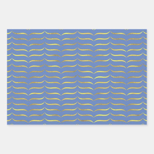 Blauw en goud inpakpapier vel (Voorkant 2)