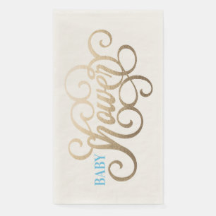 Blauw en Goud JONGEN Moderne Lettering Baby Shower Servet