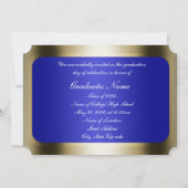 Blauw en Goud Kader Afstuderen Kaart (Achterkant)