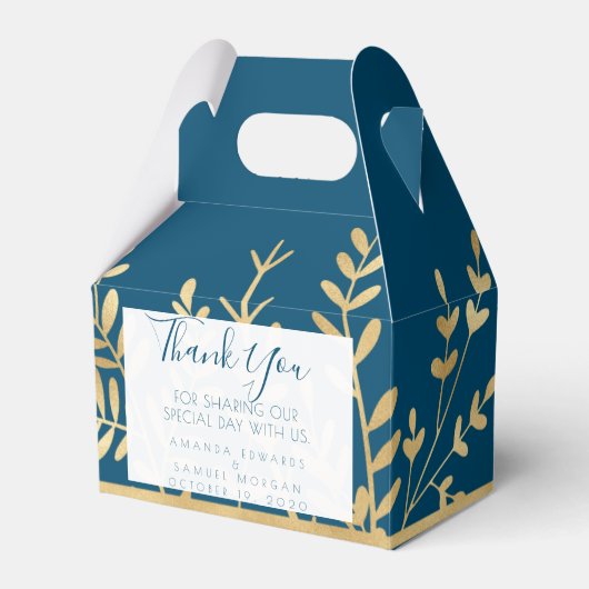 Blauw en Goud Kader Modern Bedankdoosjes (Voorkant Zijde)