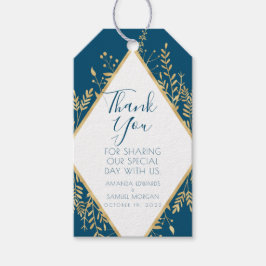 Blauw en Goud Kader Modern Cadeaulabel
