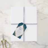 Blauw en Goud Kader Modern Cadeaulabel (Met Touw)