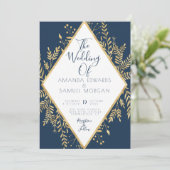 Blauw en Goud Kader Modern  Kaart (Staand voorkant)