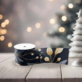 Blauw en goud kerstbladeren grosgrain lint