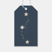 Blauw en goud kerstboom en sterren cadeaulabel (Achterkant)