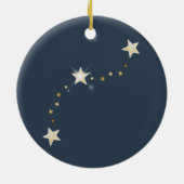 Blauw en goud kerstboom en sterren keramisch ornament (Achterkant)