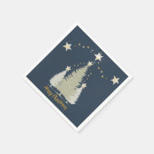 Blauw en goud kerstboom en sterren papier servet (Hoek)