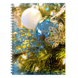 Blauw en goud kerstmagie notitieboek