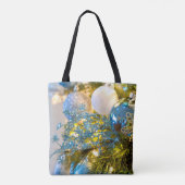 Blauw en goud kerstmagie tote bag (Achterkant)