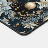 Blauw en Goud Kerstversiering Poinsettias Bureaumat (Hoek)