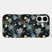 Blauw en Goud Kerstversiering Poinsettias Case-Mate iPhone Case (Achterkant (horizontaal))