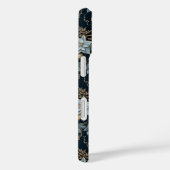 Blauw en Goud Kerstversiering Poinsettias Case-Mate iPhone Case (Achterkant / Rechts)