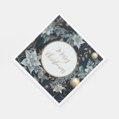 Blauw en Goud Kerstversiering Poinsettias Servet (Hoek)