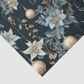 Blauw en Goud Kerstversiering Poinsettias Tissuepapier (Detail)