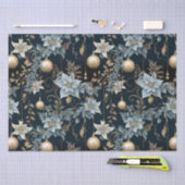 Blauw en Goud Kerstversiering Poinsettias Tissuepapier (Craft)