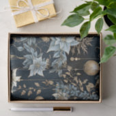 Blauw en Goud Kerstversiering Poinsettias Tissuepapier (Geschenk)
