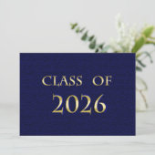 Blauw en Goud Klas van 2026 Kaart (Staand voorkant)