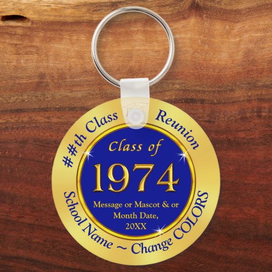 Blauw en goud, klasse 1971, feestvieren van de reü sleutelhanger (Voorkant)