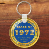 Blauw en goud, Klasse 1972, Klasse Reunion Favors Sleutelhanger (Voorkant)