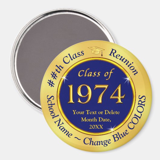 Blauw en Goud, Klasse van 1974, Klasse Reünie Magneet (Voorkant / Achterkant)