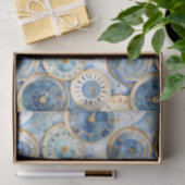 Blauw en Goud Klokpatroon Tissuepapier (Geschenk)