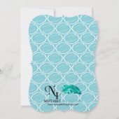 Blauw en Goud Koraal Roos Strand Bruiloft Kaart (Achterkant)