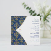 Blauw en Goud Kruis doop Kaart (Staand voorkant)