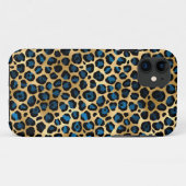 Blauw en Goud Leapard print Case-Mate iPhone Case (Achterkant (horizontaal))