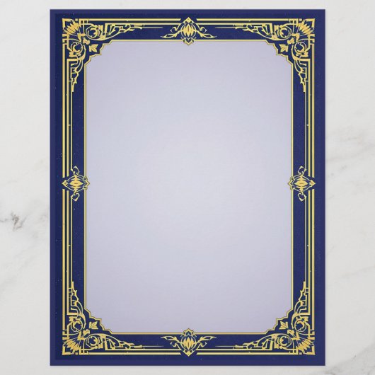 Blauw en Goud Lijst met Lavendelcentrum Briefhoofd (Voorkant)